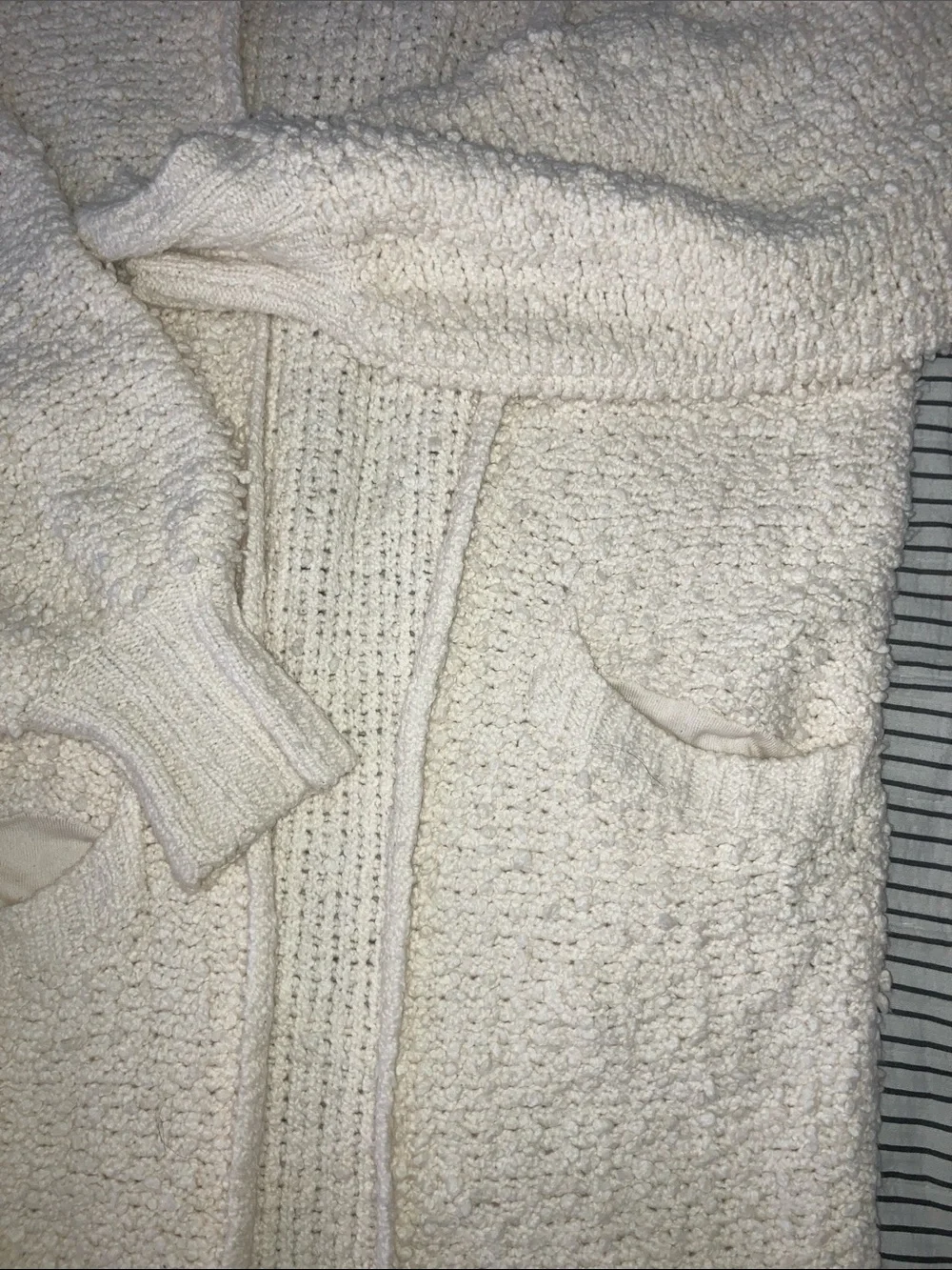 Free People Cream Open-Front Chunky Knit Cardigan